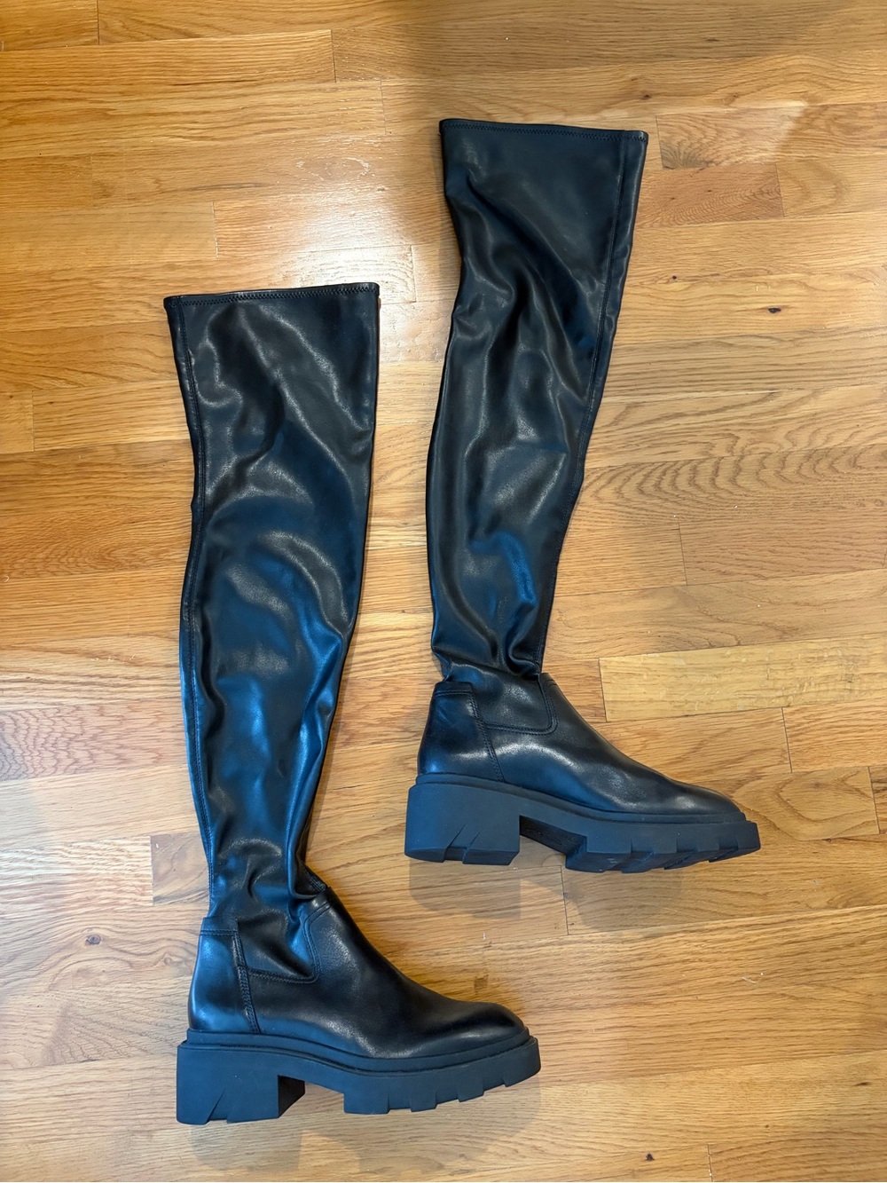 Ash Black Over-the-Knee Lug-Sole Boots